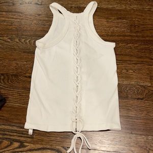 White tie up tank top